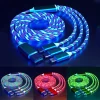 3 in 1 LED Flowing Magnetic Charging Cable Magnetic Phone Charger Light Up Shining USB C Cable Android Micro USB Type C iPhone